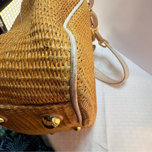 Michael Kors Tan Woven / leather Shoulder Bag with Gold Accents - Picture 5 of 15